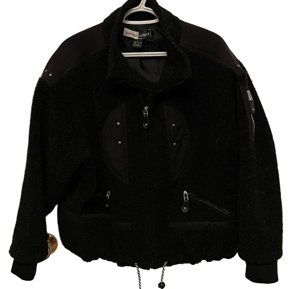 Women’s Jamie Sadock Black Sherpa Fleece Jacket Size Large